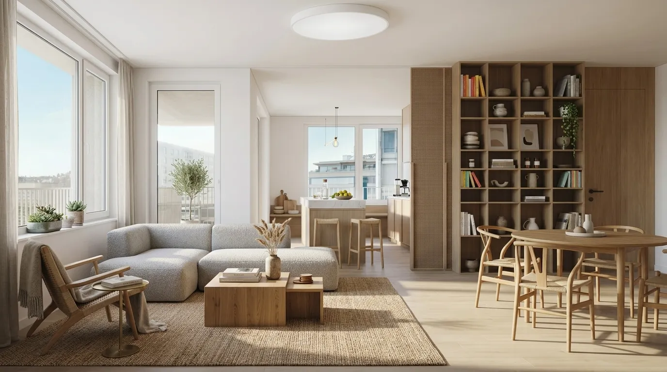 The same living room furnished by AI